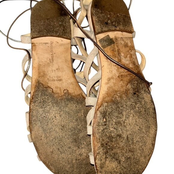 Duccio Venturi Botiere khaki leather gladiator Roman sandals 41 10 - Picture 5 of 5